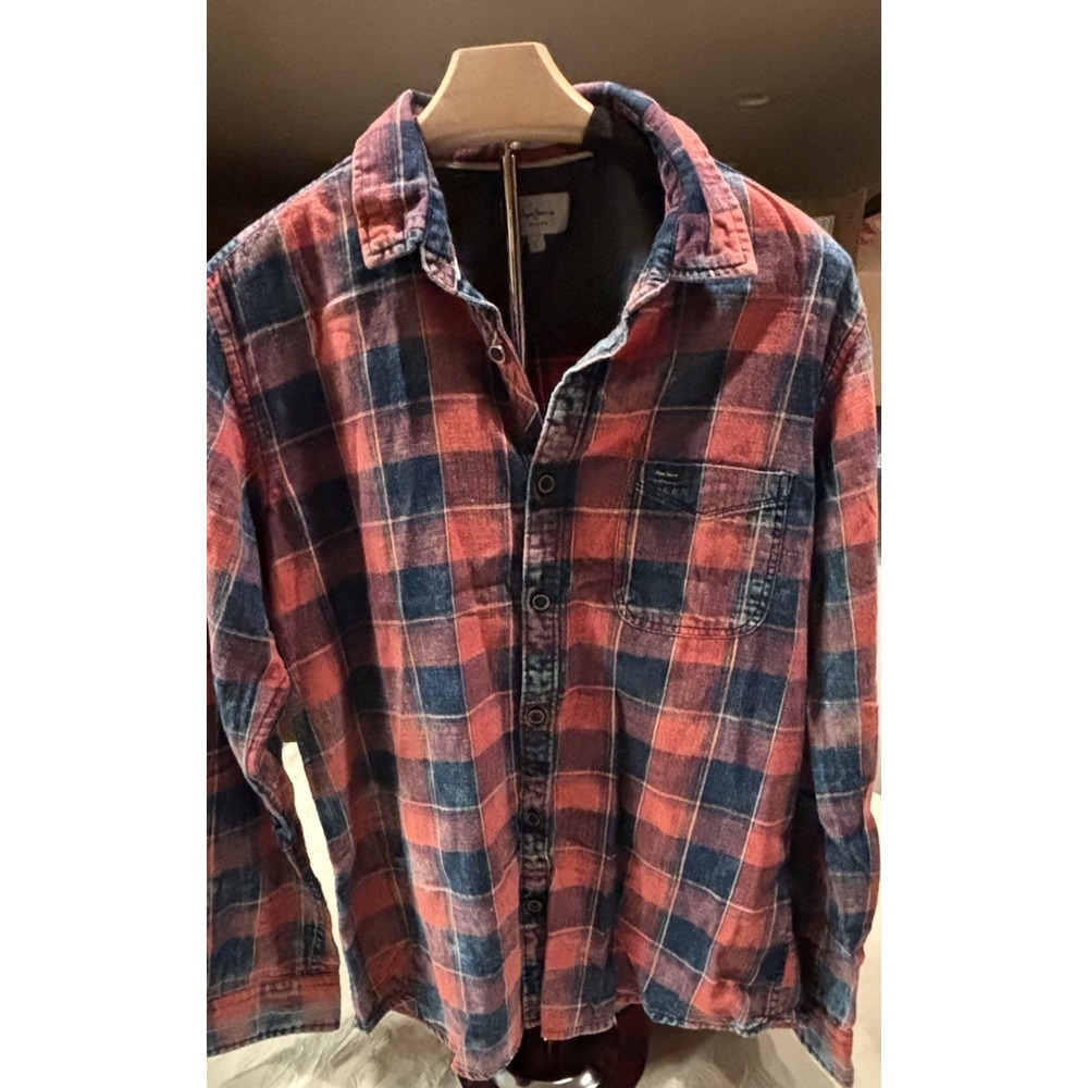 Vintage Pepe Jeans London 100% Cotton Men's Plaid Shirt Large Y2K